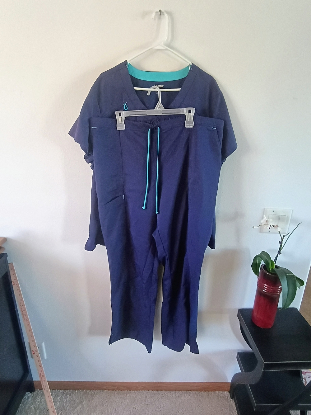 ScrubStar 2XL Navy Blue Medical Scrub Set V Neck Top Drawstring Pants Stretch